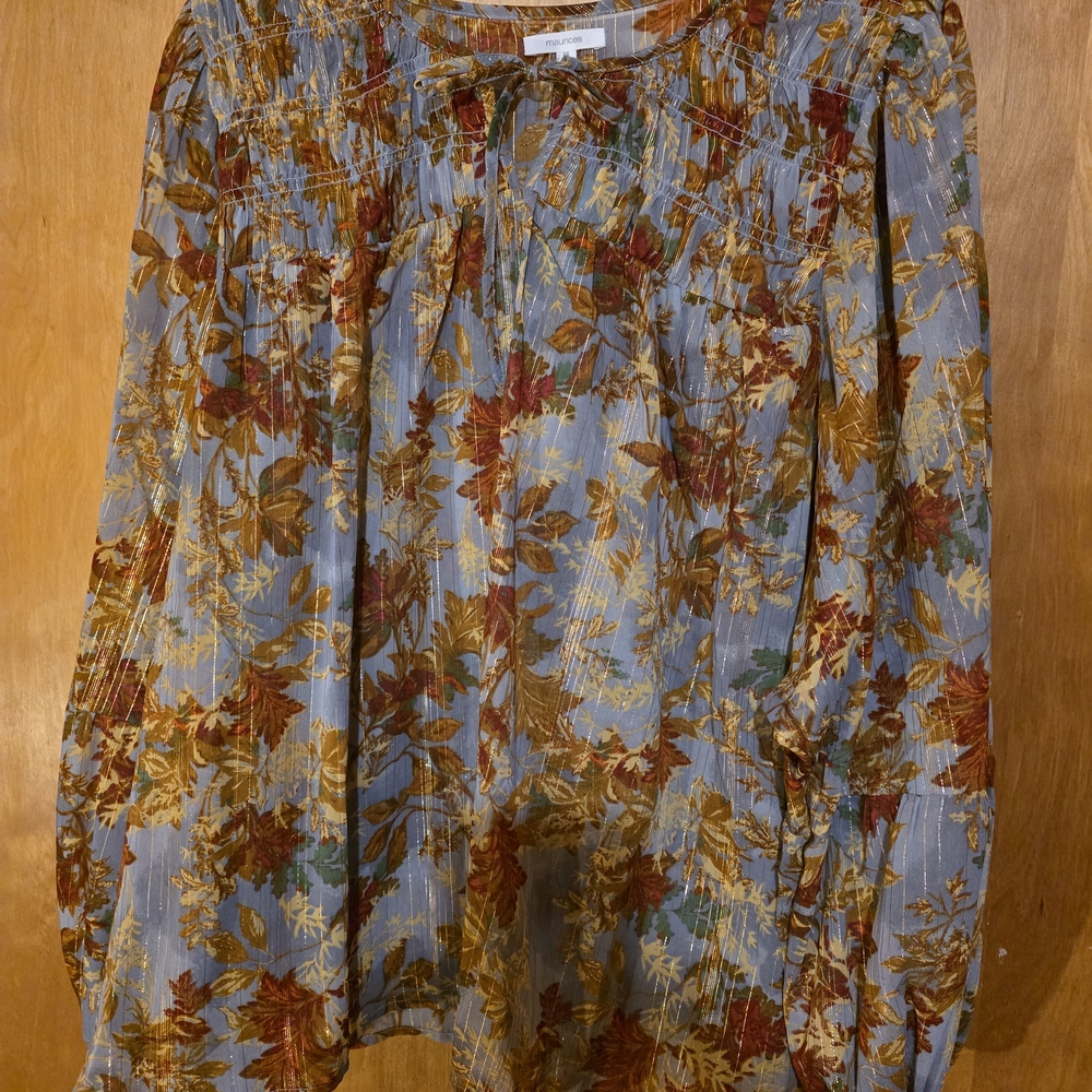 Maurices Floral Blouse - Blue and Brown